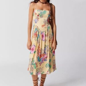 Yellow Floral Midi Dress from Urban Outfitters